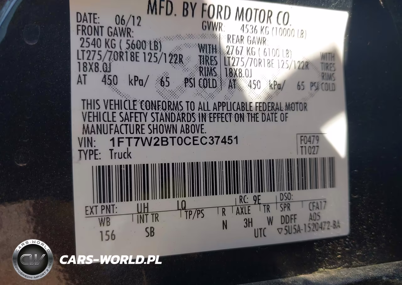 2012 Ford F-250 Lariat VIN:1FT7W2BT0CEC37451 - 9