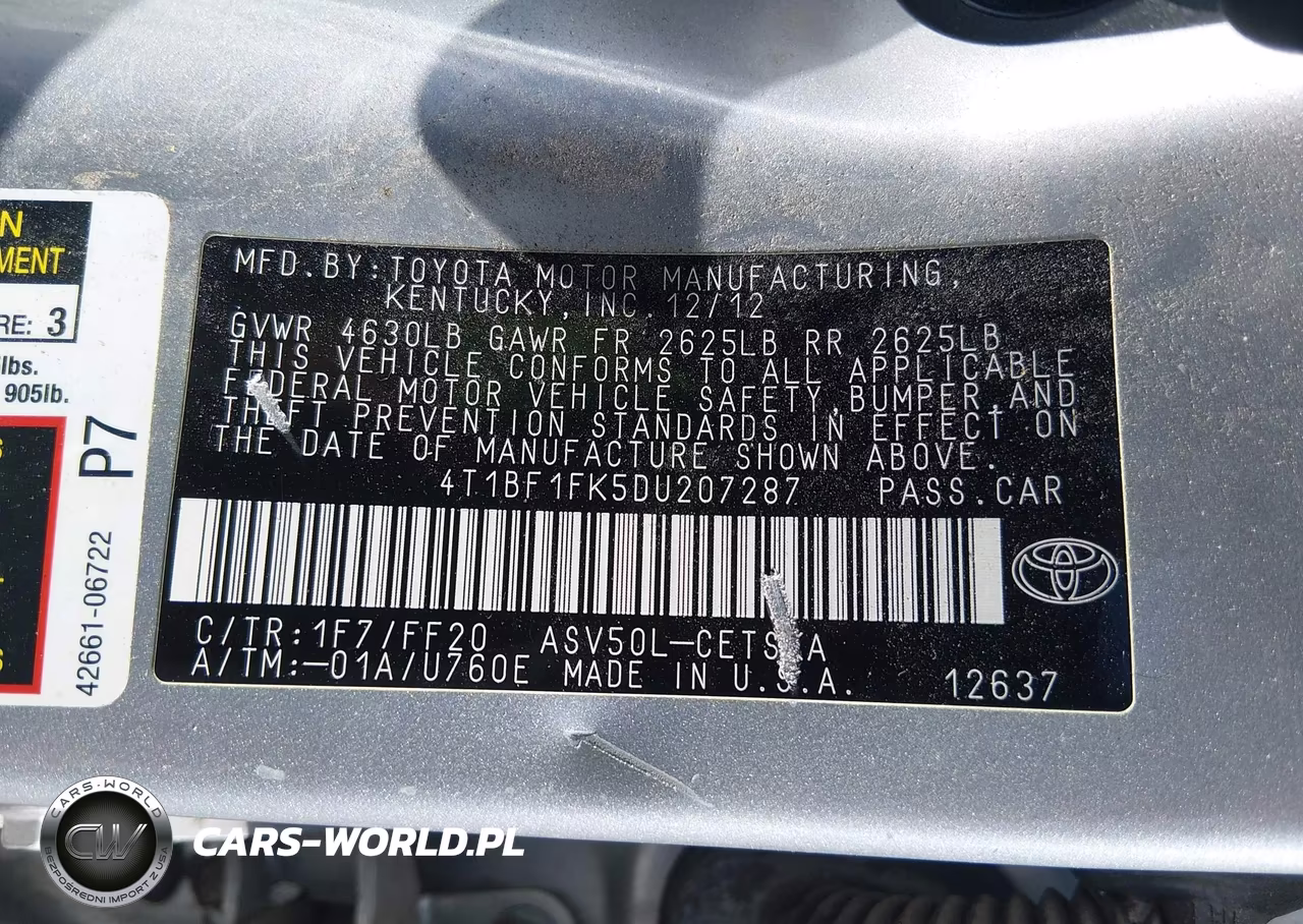 2013 Toyota Camry Se VIN:4T1BF1FK5DU207287 - 9