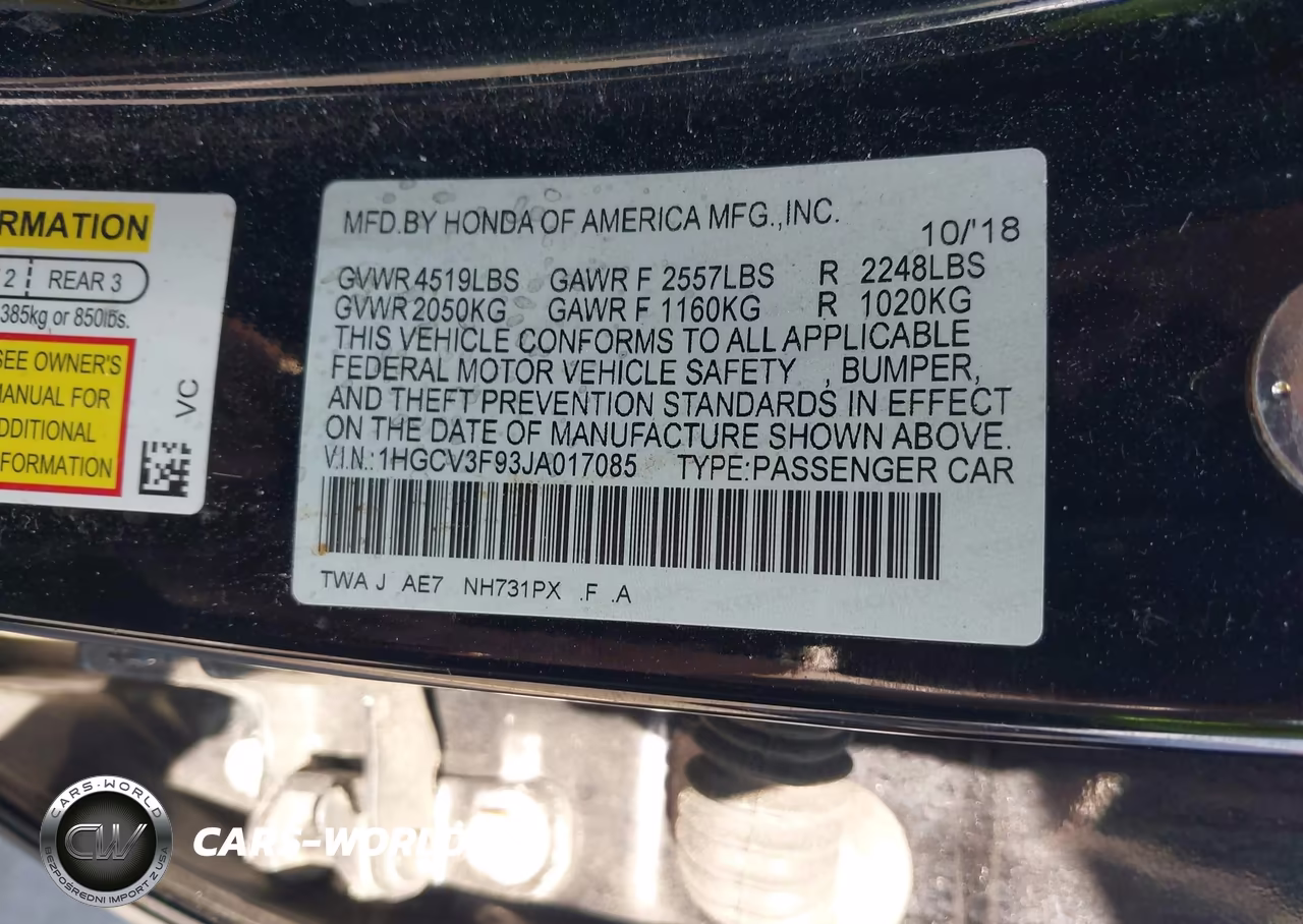 2018 Honda Accord Hybrid Touring VIN:1HGCV3F93JA017085 - 9