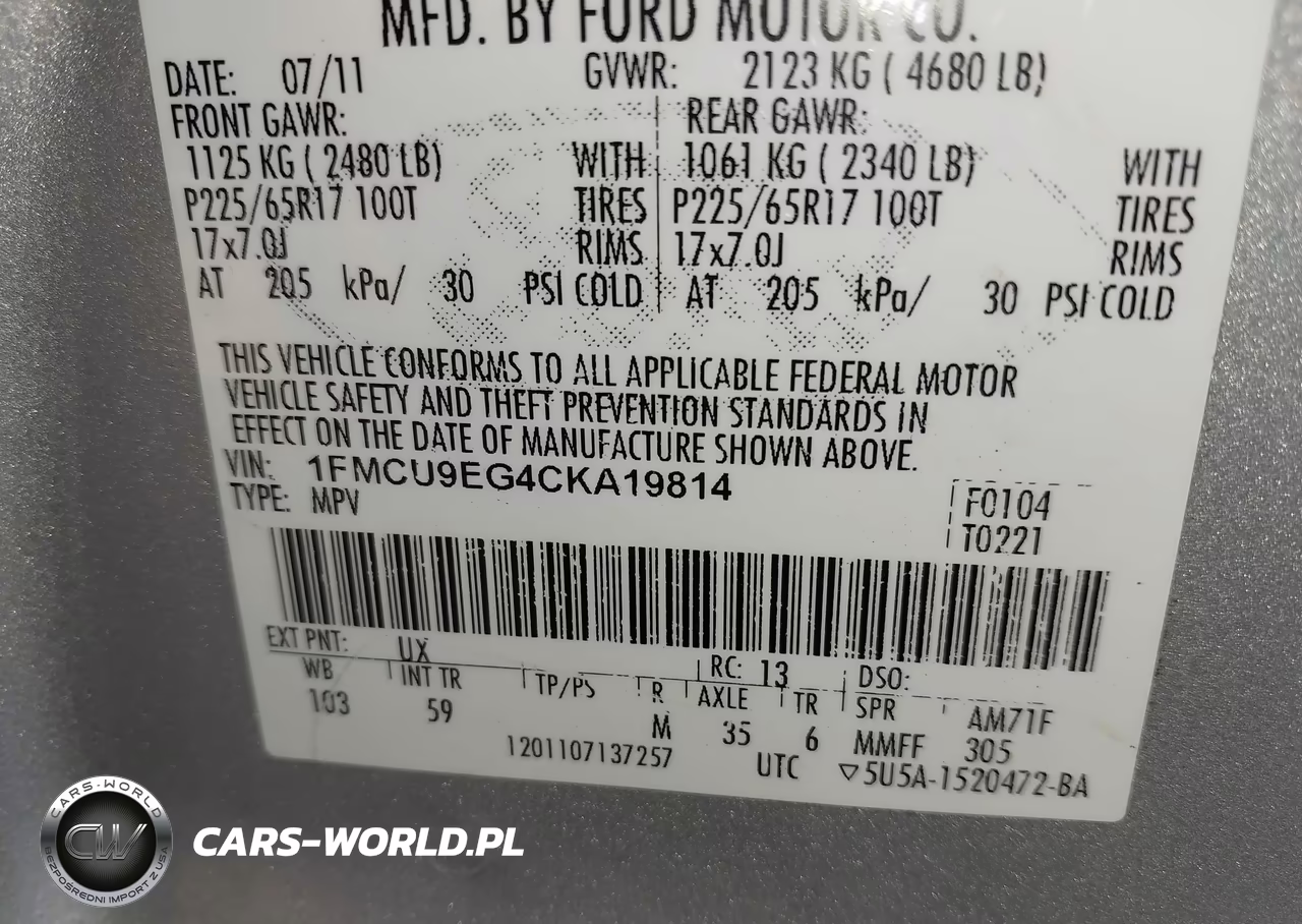 2012 Ford Escape Limited VIN:1FMCU9EG4CKA19814 - 9