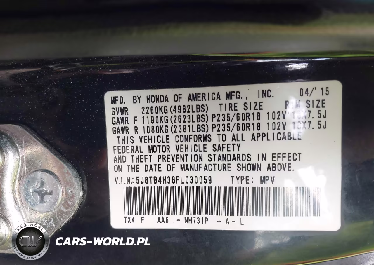 2015 Acura Rdx VIN:5J8TB4H38FL030059 - 9
