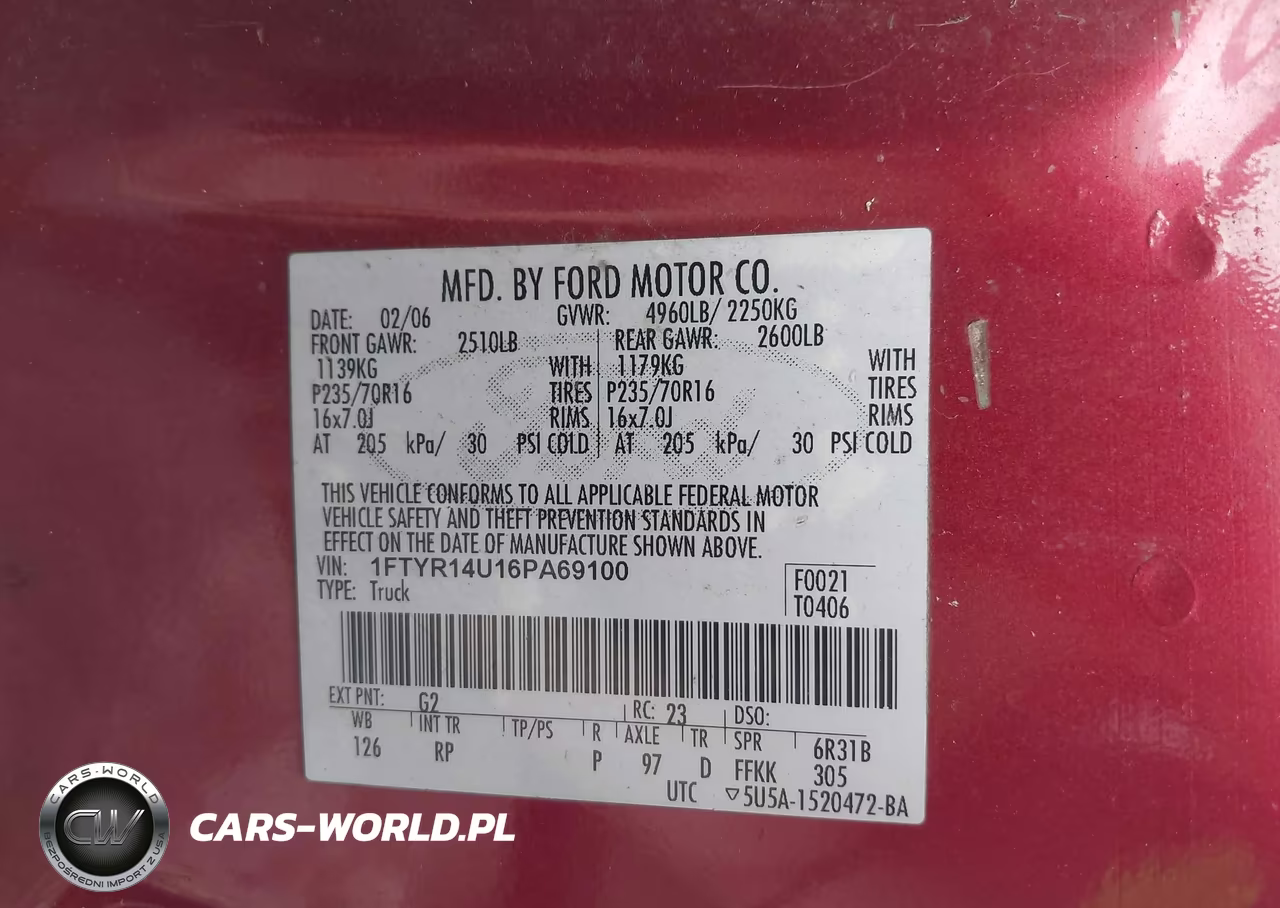 2006 Ford Ranger Sport-Stx-Xl-Xlt VIN:1FTYR14U16PA69100 - 9