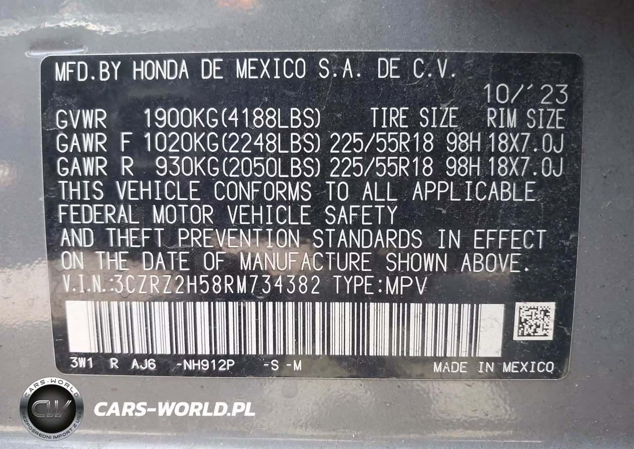 2024 Honda Hr-V Awd Sport-Awd Sport W-O Bsi VIN:3CZRZ2H58RM734382 - 9
