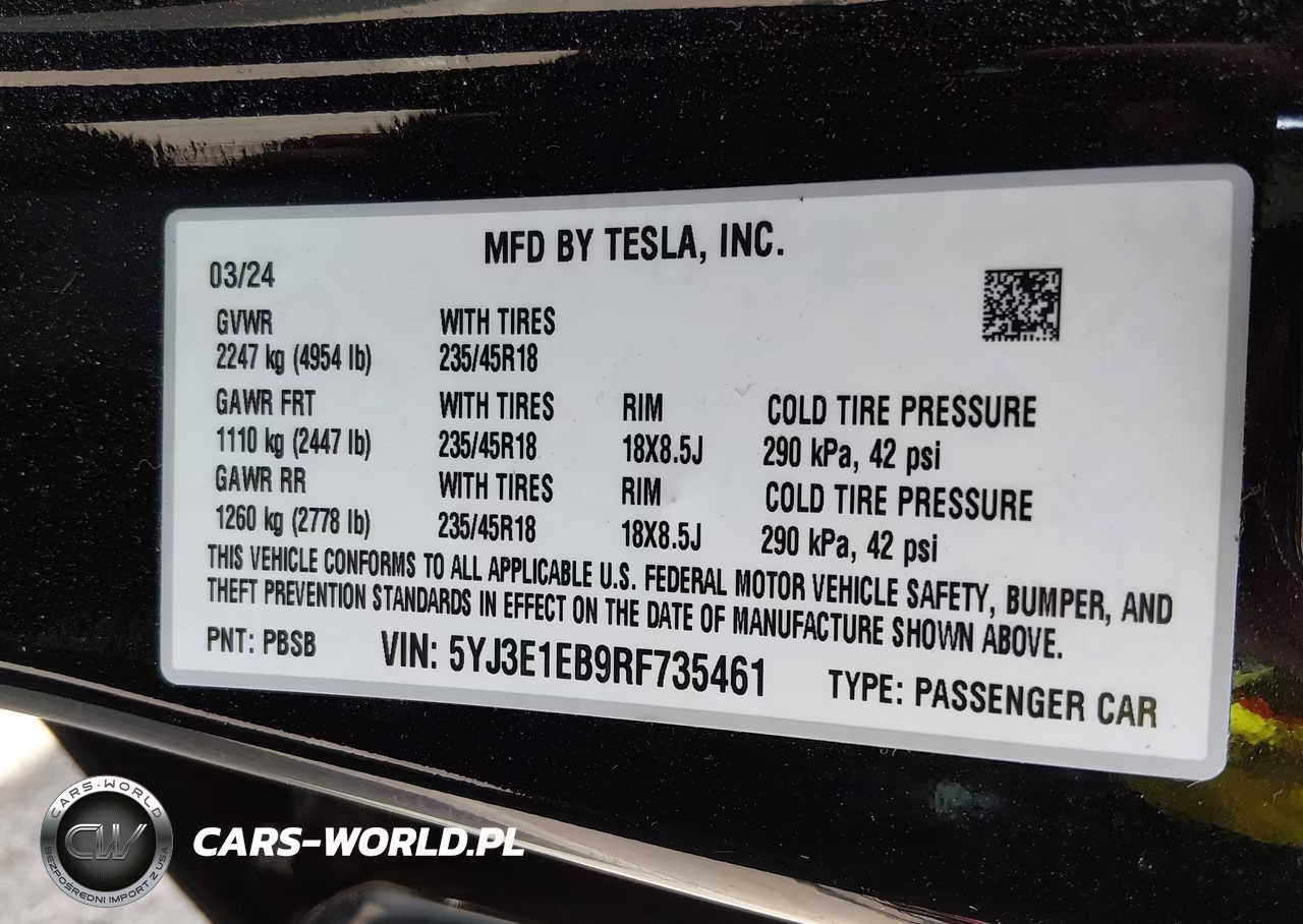 2024 Tesla Model 3 Long Range Dual Motor All-Wheel Drive VIN:5YJ3E1EB9RF735461 - 9