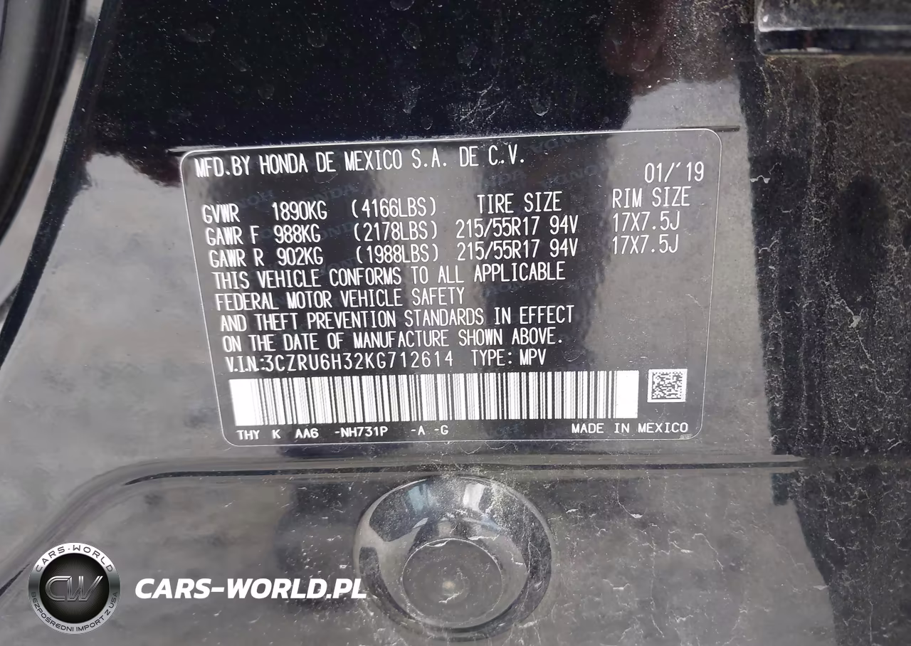 2019 Honda Hr-V Lx VIN:3CZRU6H32KG712614 - 9