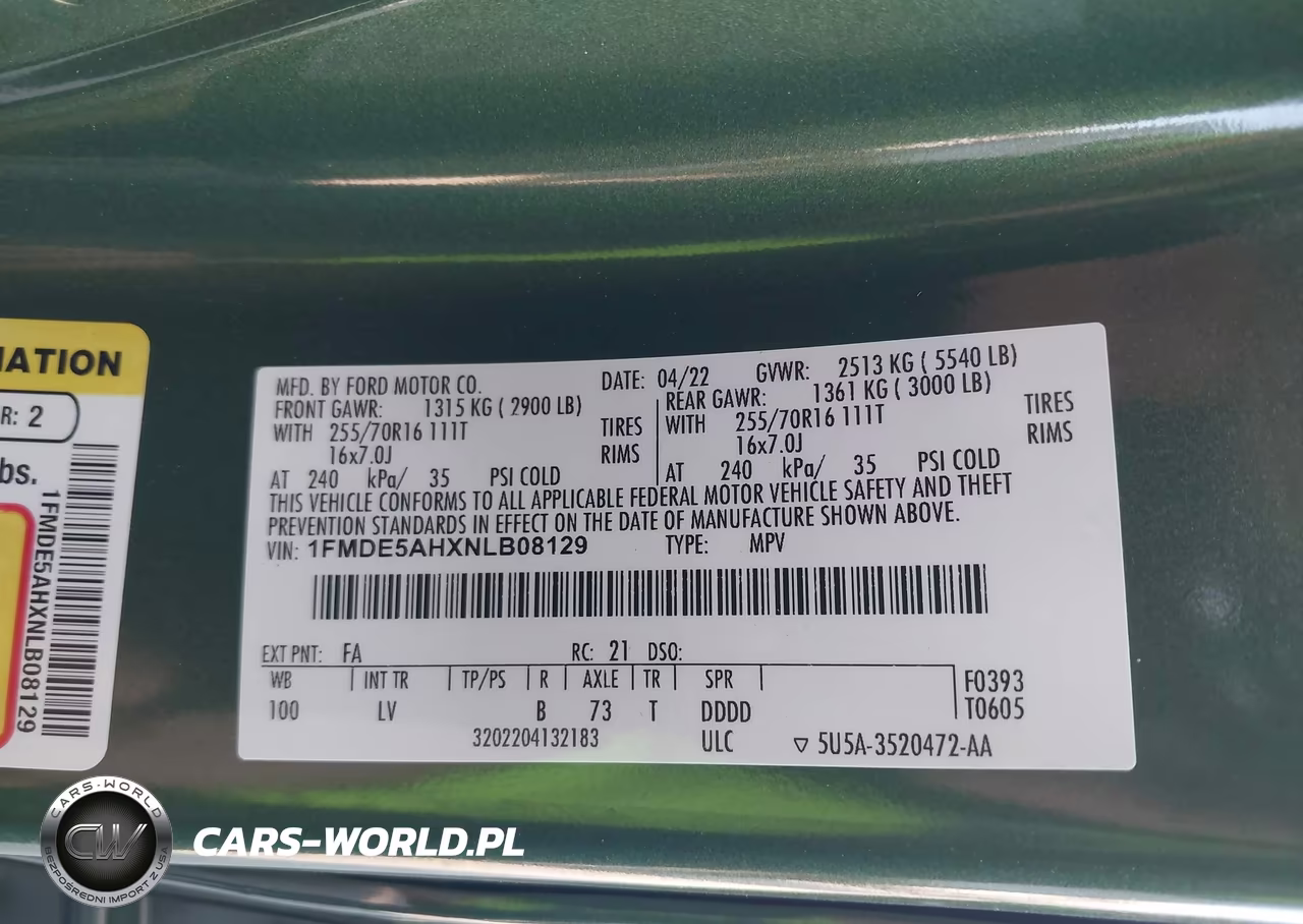 2022 Ford Bronco VIN:1FMDE5AHXNLB08129 - 9