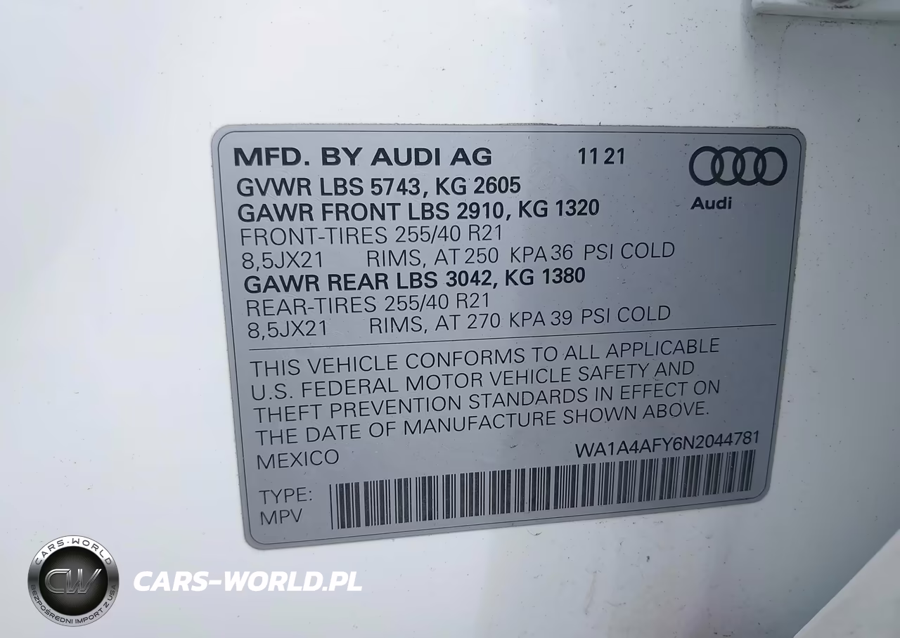 2022 Audi Sq5 Premium Tfsi Quattro Tiptronic VIN:WA1A4AFY6N2044781 - 9