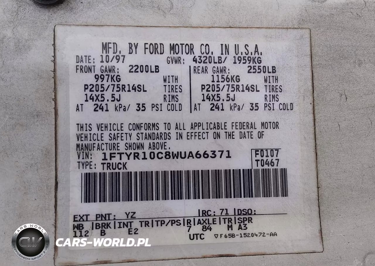 1998 Ford Ranger Splash-Xl-Xlt VIN:1FTYR10C8WUA66371 - 9