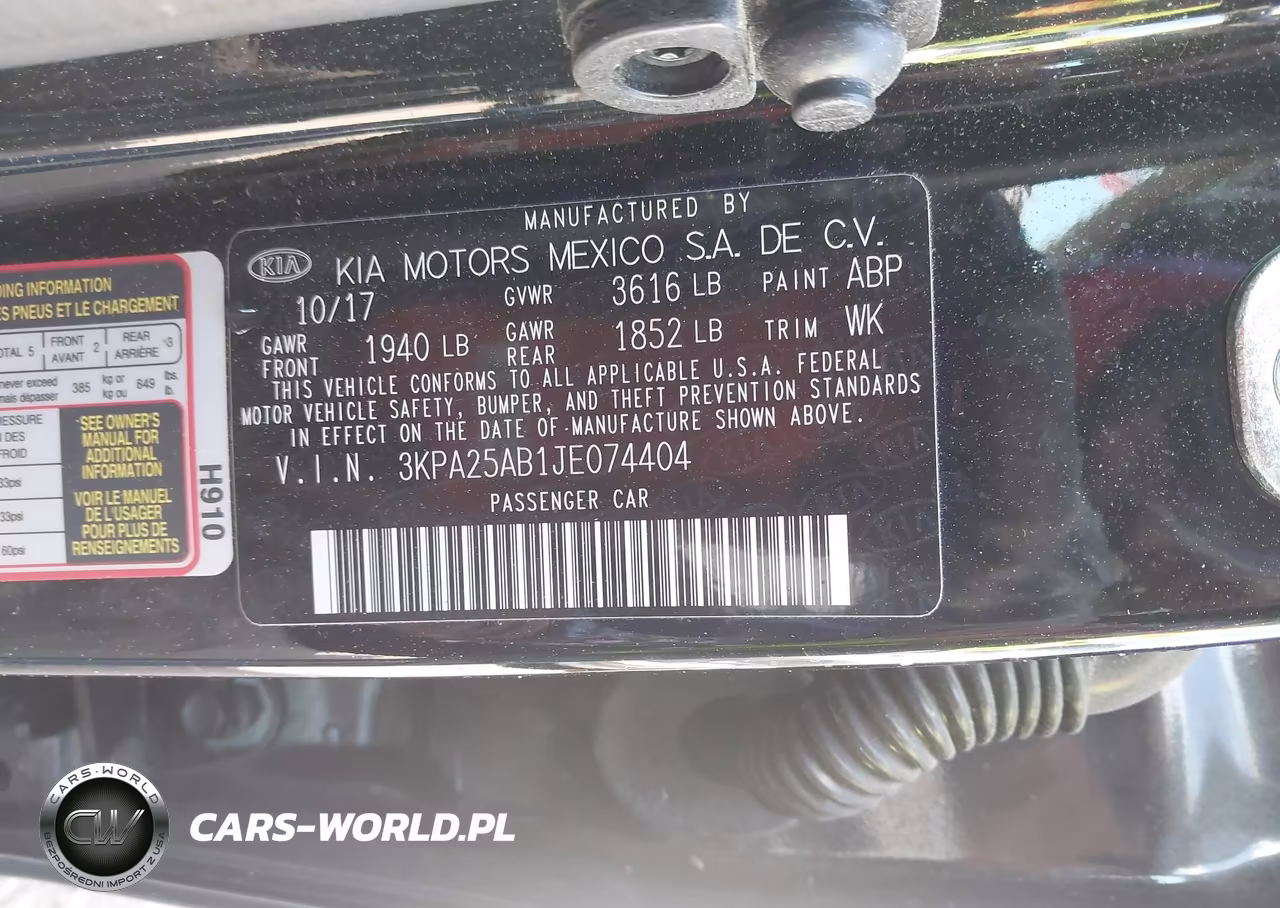 2018 Kia Rio Lx VIN:3KPA25AB1JE074404 - 9