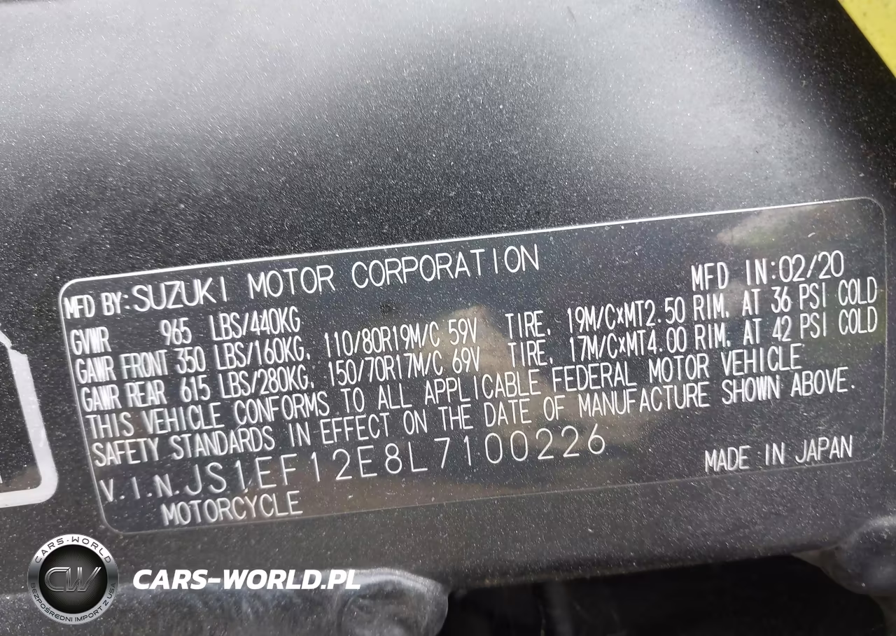 2020 Suzuki Dl1050 Rc VIN:JS1EF12E8L7100226 - 10