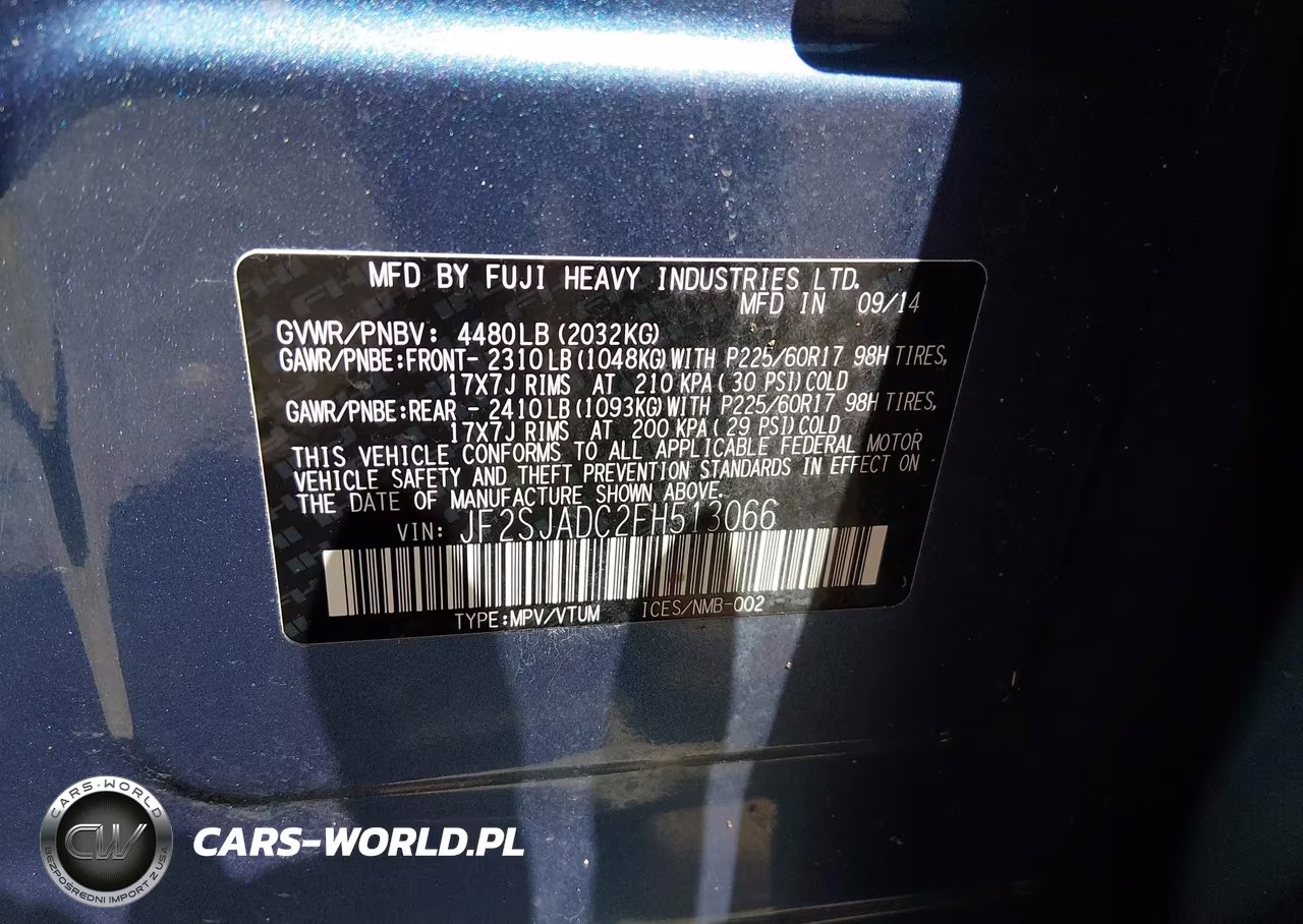 2015 Subaru Forester 2.5I Premium VIN:JF2SJADC2FH513066 - 9