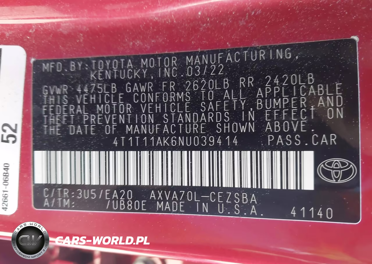 2022 Toyota Camry Se VIN:4T1T11AK6NU039414 - 9