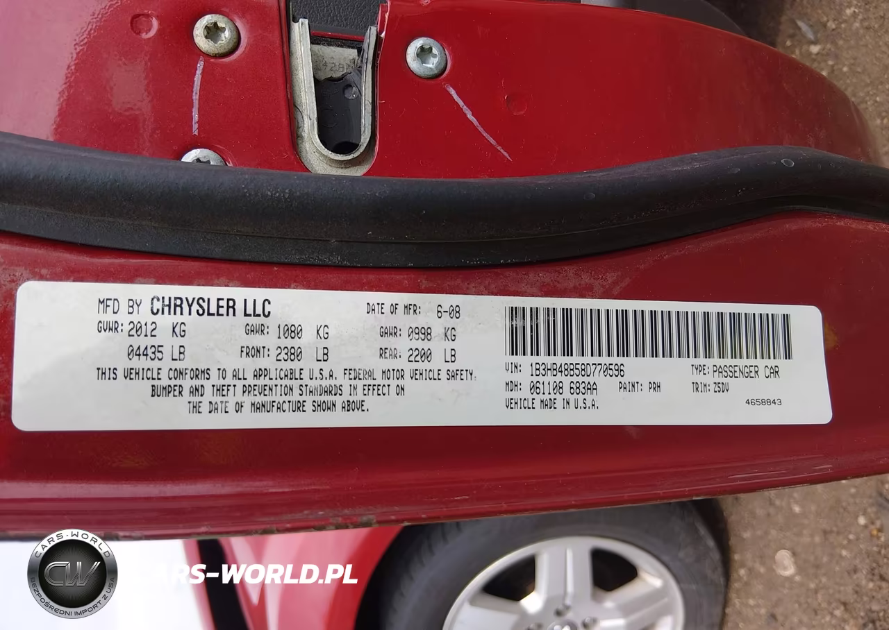 2008 Dodge Caliber Sxt VIN:1B3HB48B58D770596 - 9