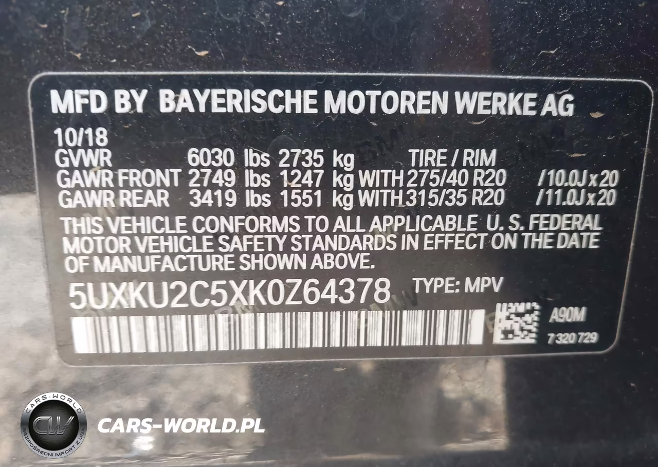 2019 BMW X6 xDrive35I VIN:5UXKU2C5XK0Z64378 - 9
