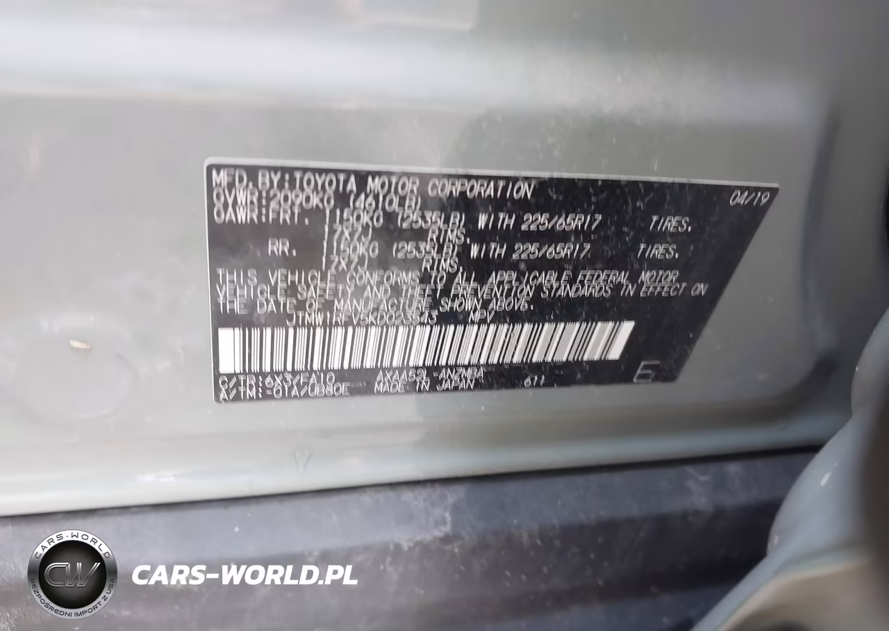 2019 Toyota Rav4 Xle VIN:JTMW1RFV5KD023543 - 9
