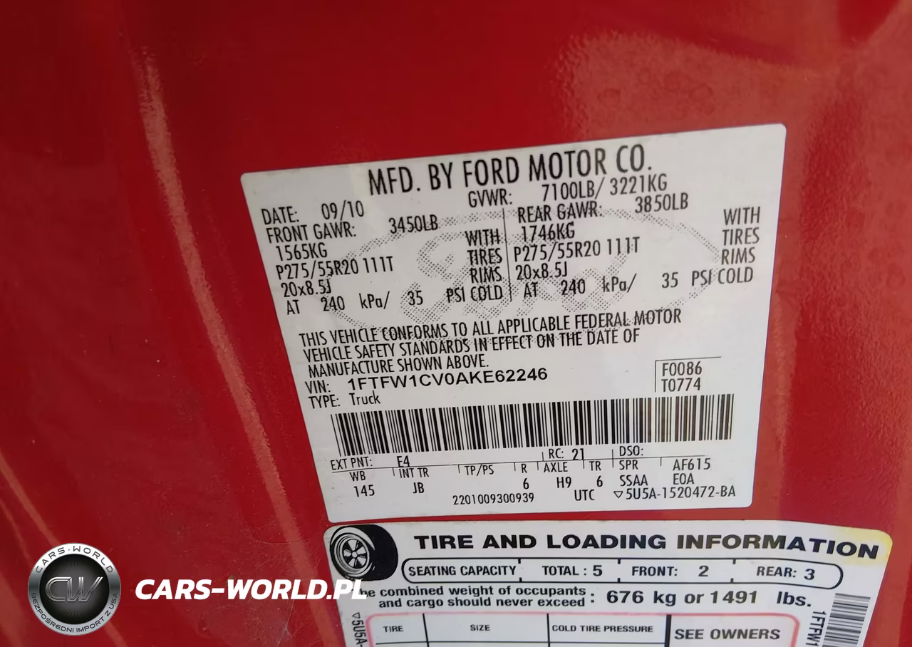 2010 Ford F-150 Fx2 Sport VIN:1FTFW1CV0AKE62246 - 9