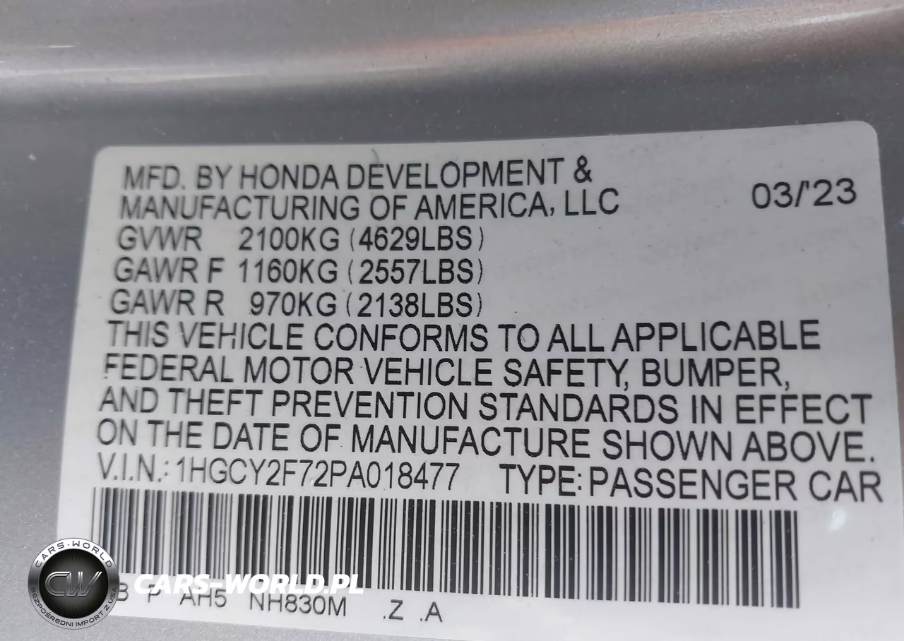 2023 Honda Accord Hybrid Sport-L VIN:1HGCY2F72PA018477 - 9