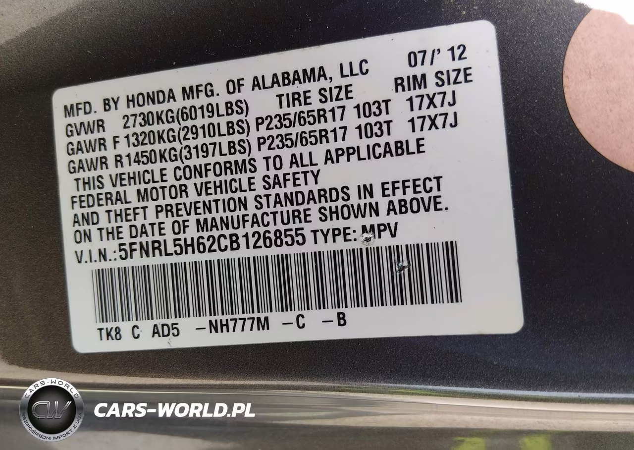 2012 Honda Odyssey Ex-L VIN:5FNRL5H62CB126855 - 9