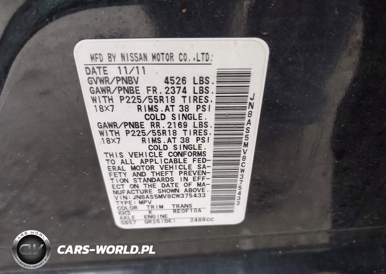 2012 Nissan Rogue Sv W-Sl Pkg VIN:JN8AS5MV8CW375433 - 9