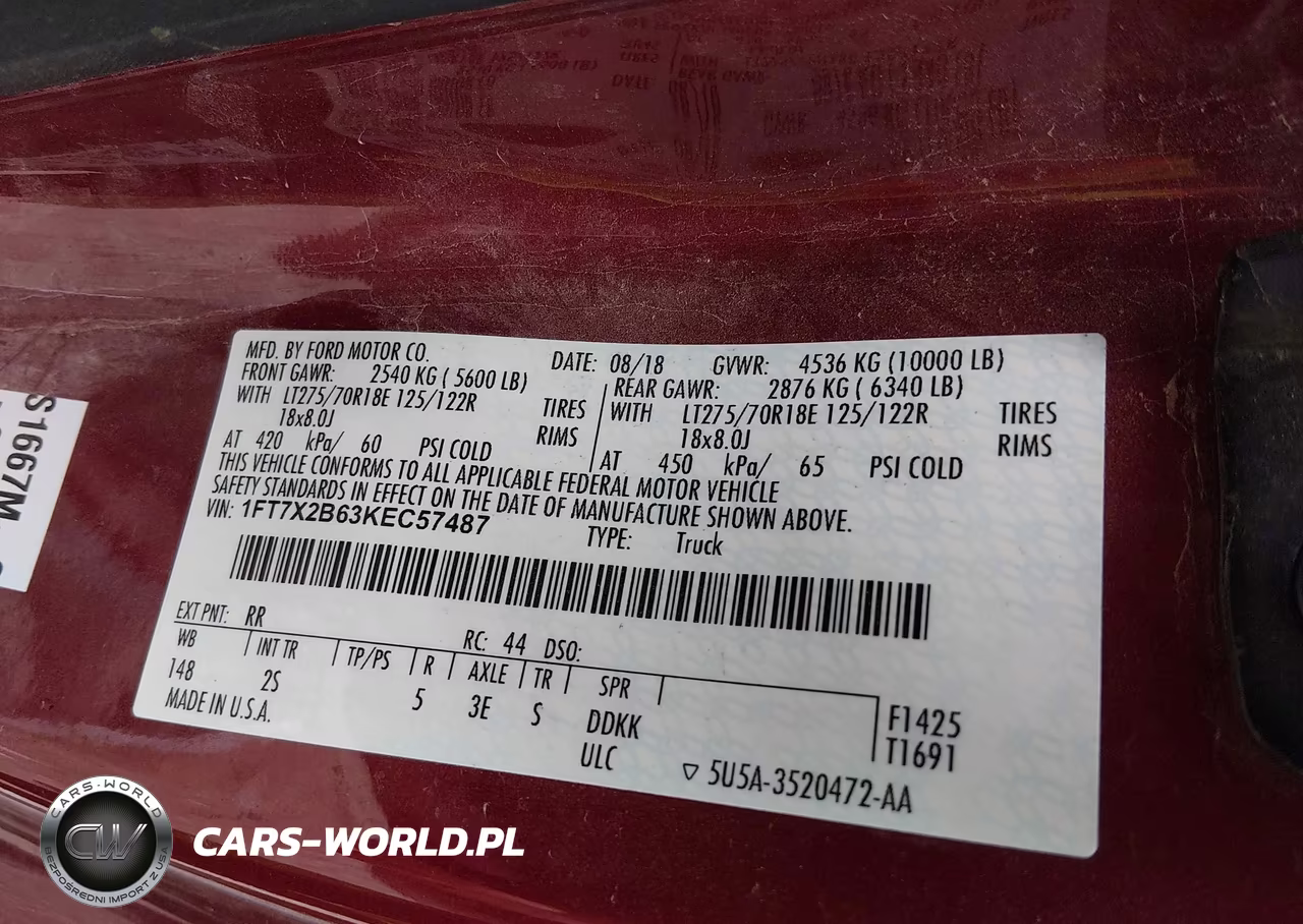 2019 Ford F-250 Xlt VIN:1FT7X2B63KEC57487 - 9