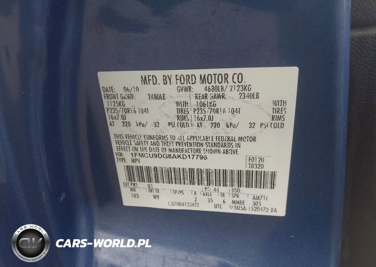 2010 Ford Escape Xlt VIN:1FMCU9DG8AKD17796 - 9