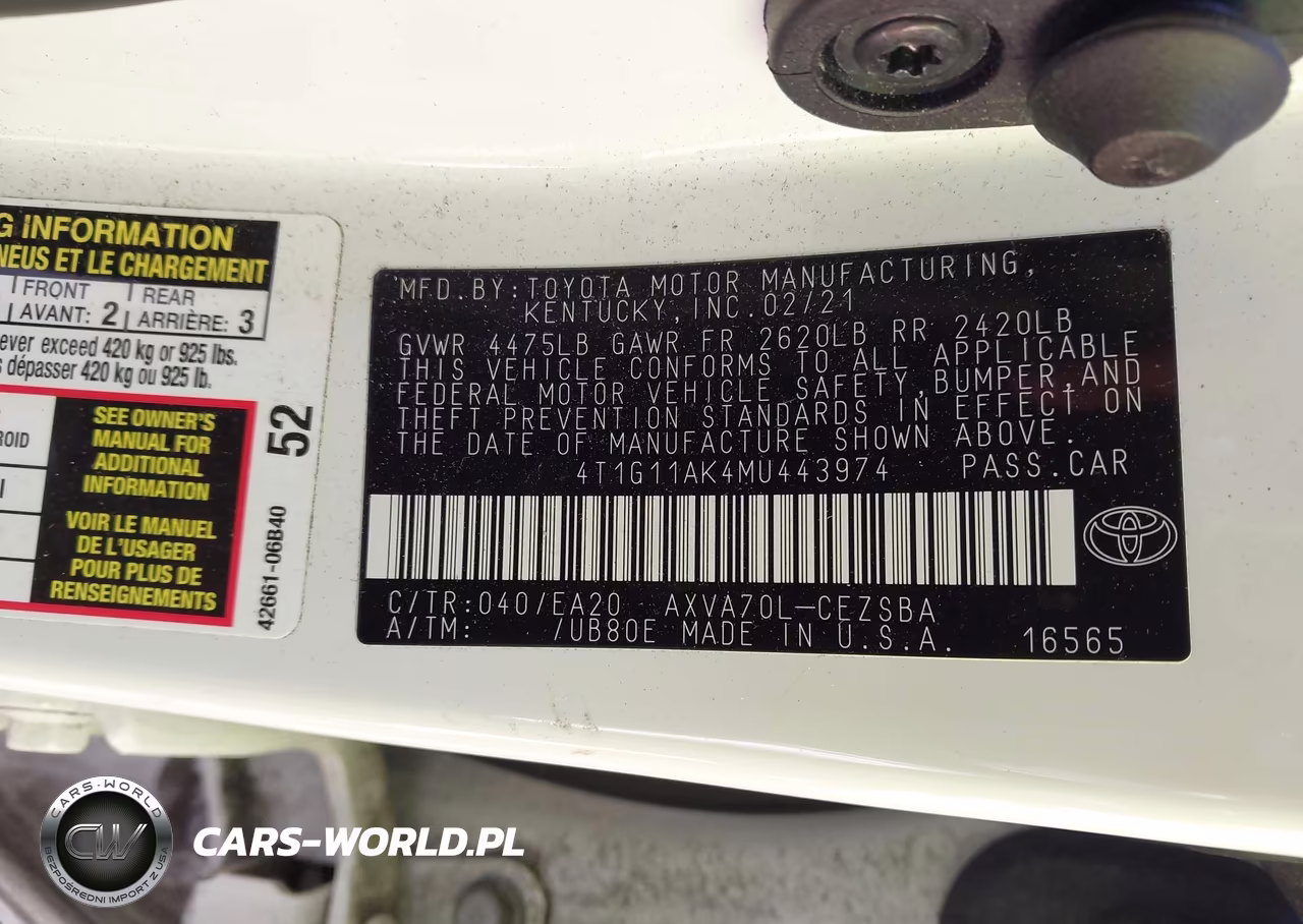 2021 Toyota Camry Se VIN:4T1G11AK4MU443974 - 9