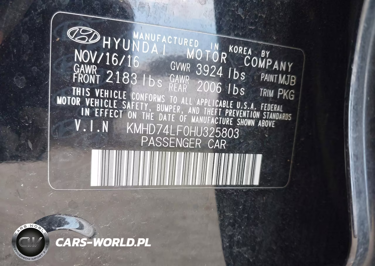 2017 Hyundai Elantra Se VIN:KMHD74LF0HU325803 - 9