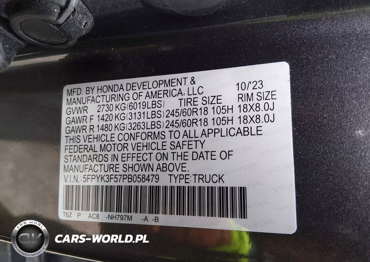 2023 Honda Ridgeline Rtl VIN:5FPYK3F57PB058479 - 9