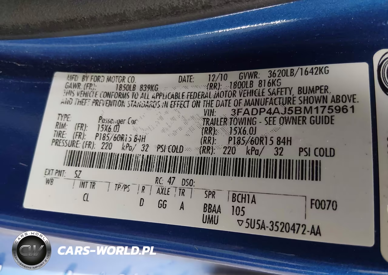 2011 Ford Fiesta S VIN:3FADP4AJ5BM175961 - 9