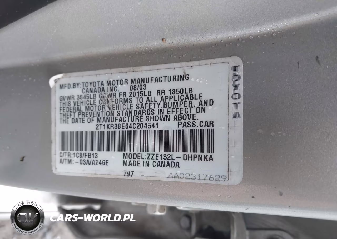 2004 Toyota Matrix Xr VIN:2T1KR38E64C204541 - 9