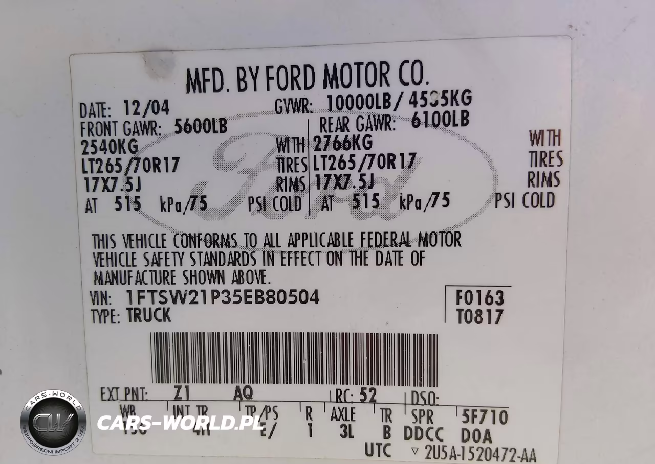 2005 Ford F-250 Lariat-Xl-Xlt VIN:1FTSW21P35EB80504 - 9