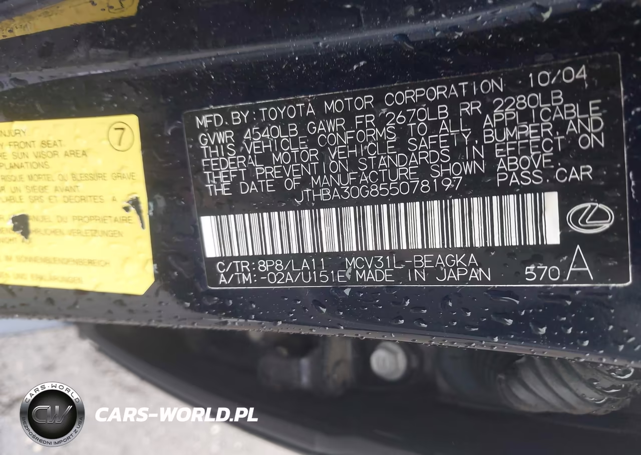 2005 Lexus Es 330 VIN:JTHBA30G855078197 - 9