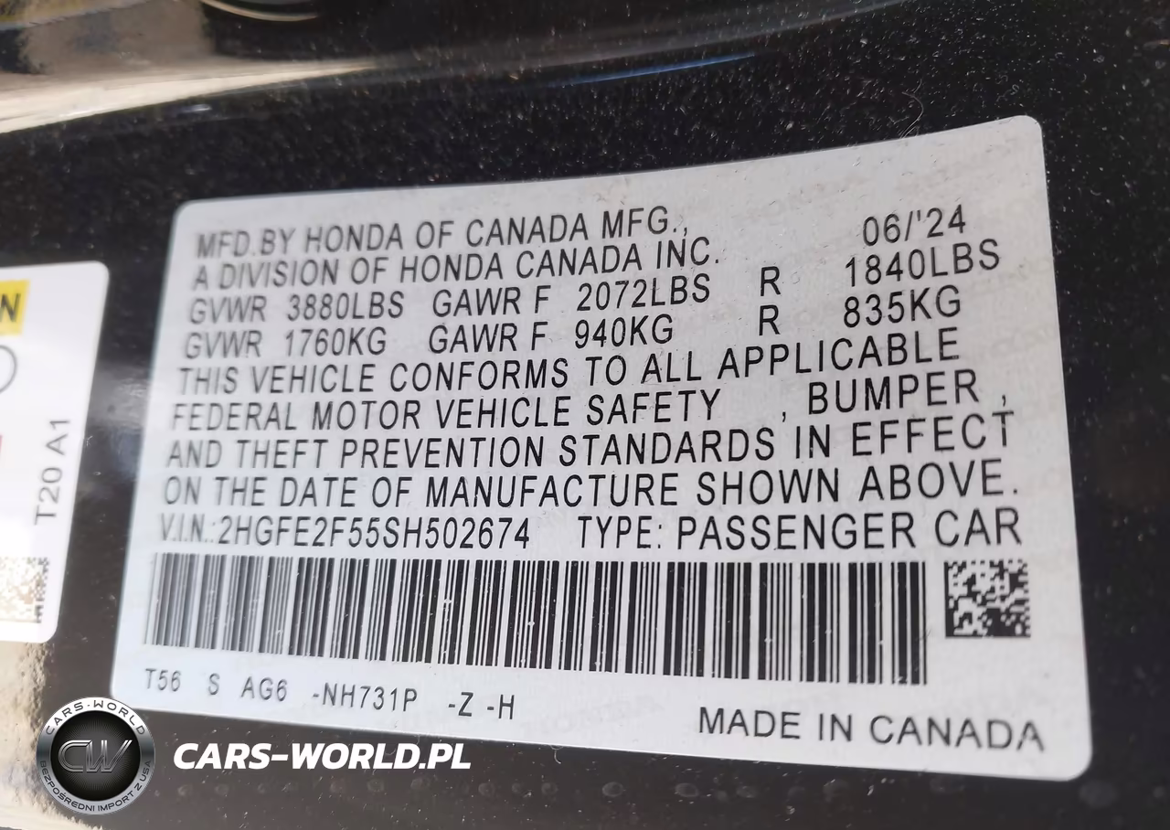 2025 Honda Civic Sport VIN:2HGFE2F55SH502674 - 9