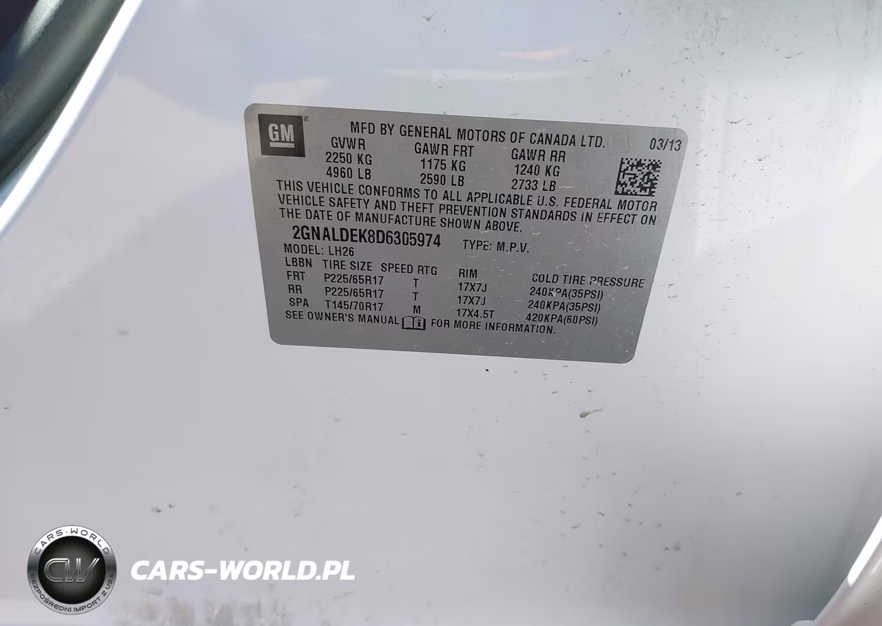 2013 Chevrolet Equinox 1Lt VIN:2GNALDEK8D6305974 - 9