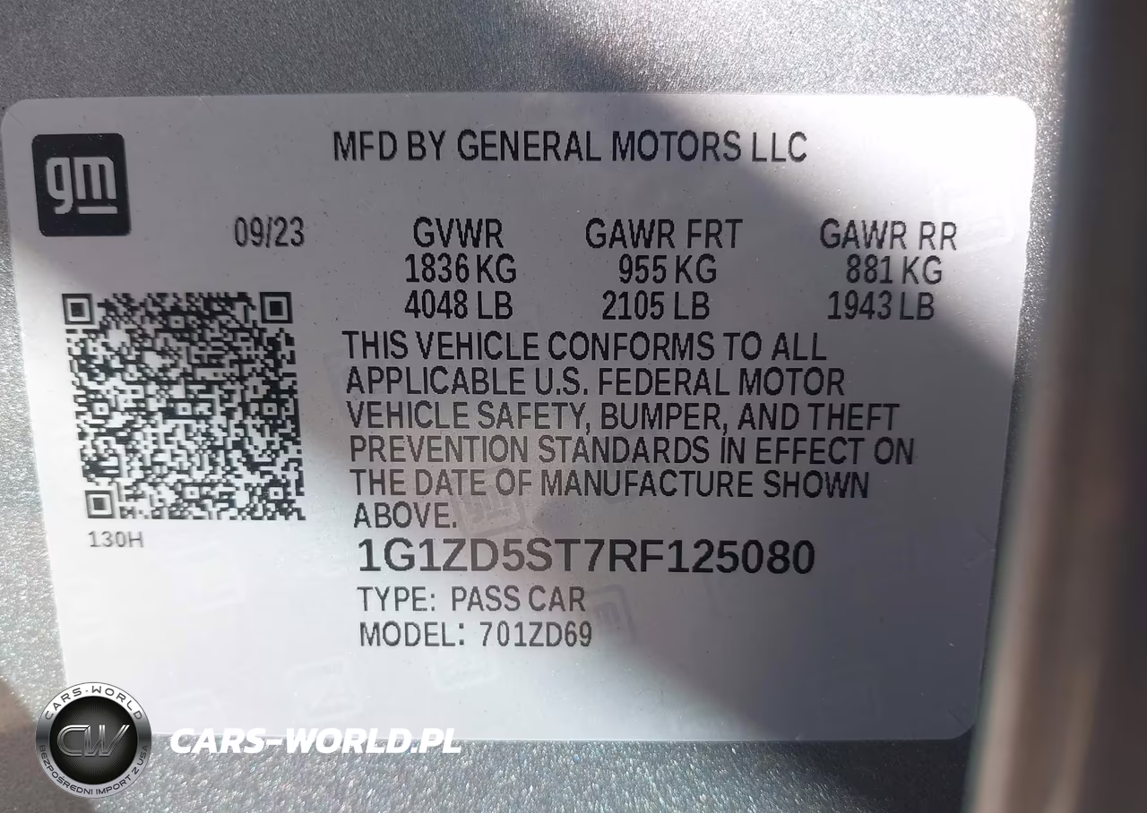 2024 Chevrolet Malibu Fwd 1Lt VIN:1G1ZD5ST7RF125080 - 9