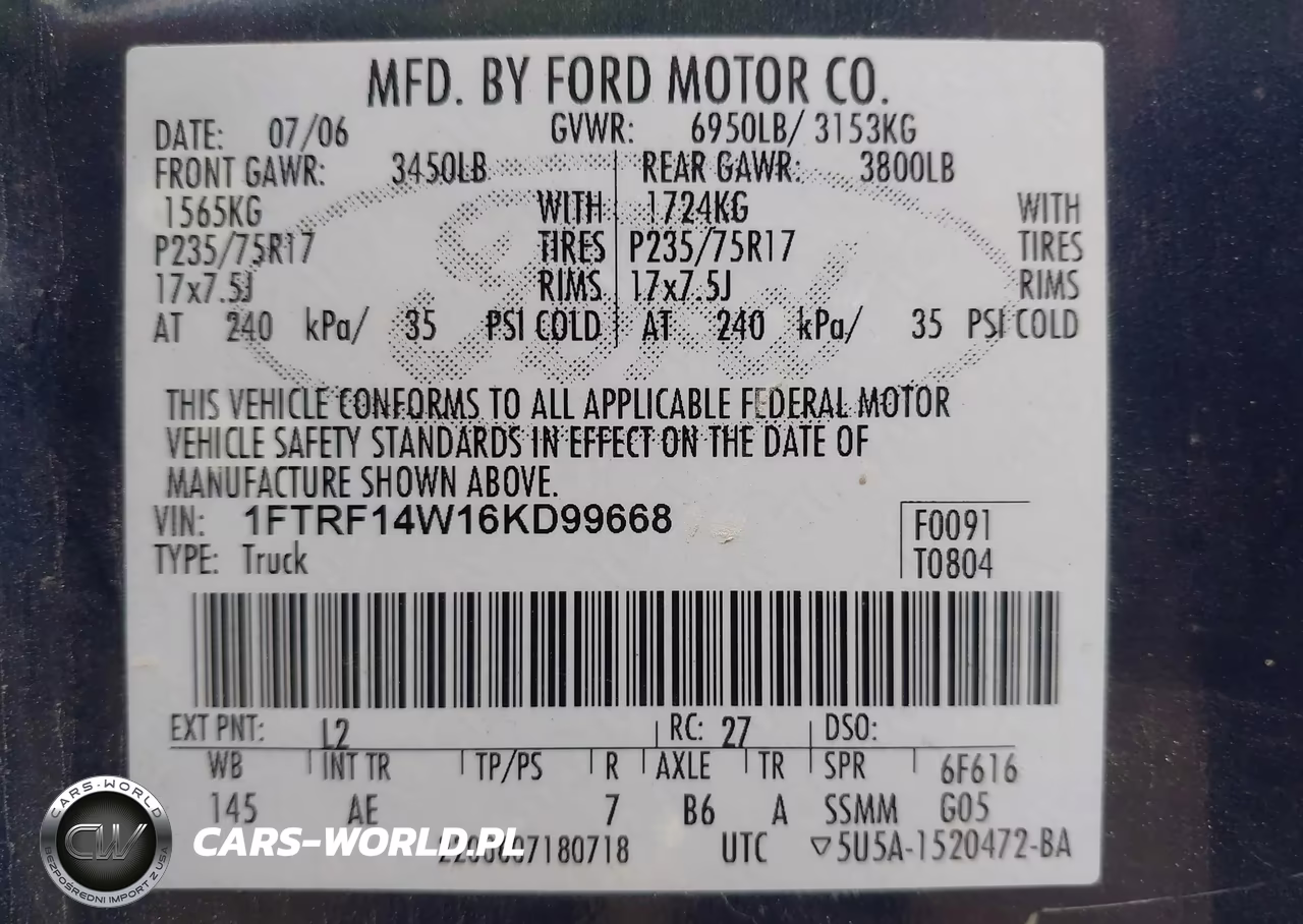 2006 Ford F-150 Stx-Xl-Xlt VIN:1FTRF14W16KD99668 - 9