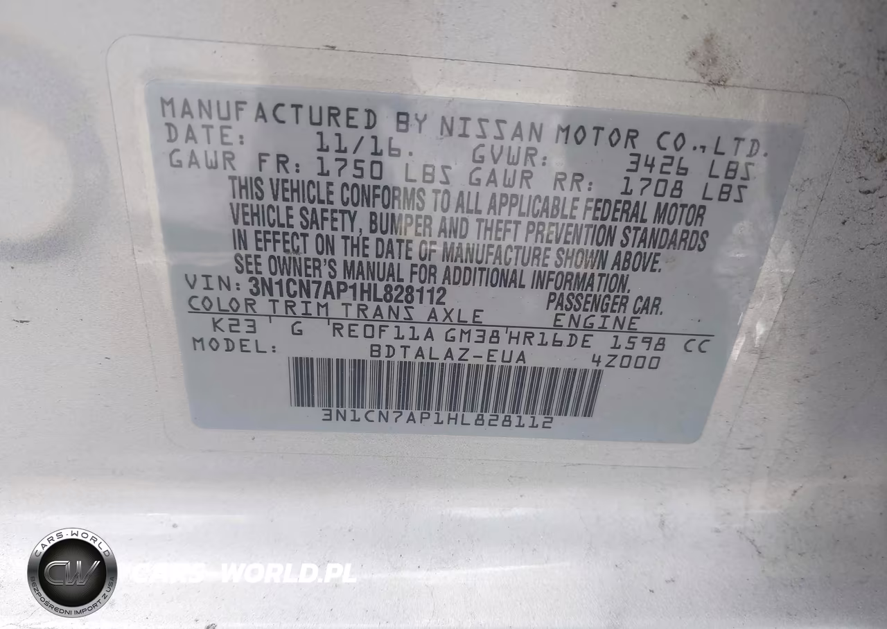2017 Nissan Versa 1.6 S+ VIN:3N1CN7AP1HL828112 - 9