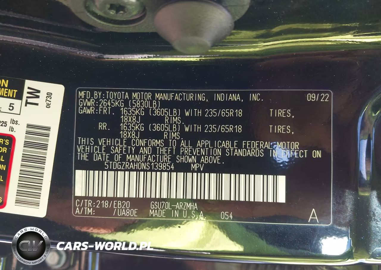 2022 Toyota Highlander Xle VIN:5TDGZRAH0NS139854 - 9