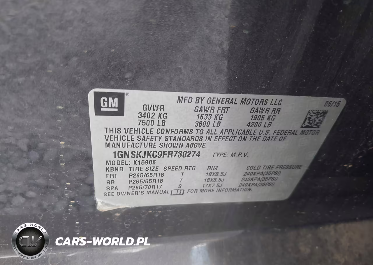 2015 Chevrolet Suburban 1500 Lt VIN:1GNSKJKC9FR730274 - 9