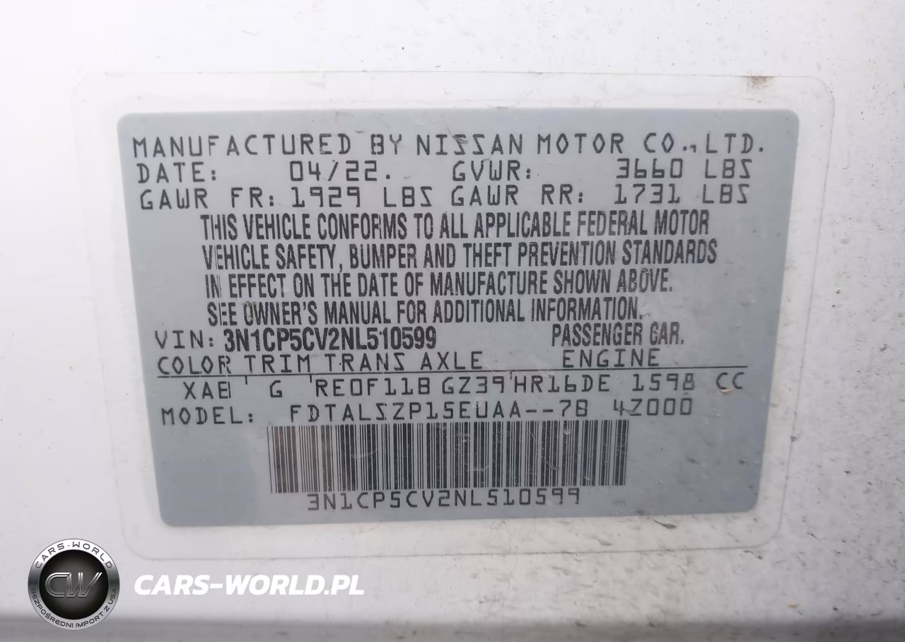 2022 Nissan Kicks Sv Xtronic Cvt VIN:3N1CP5CV2NL510599 - 9