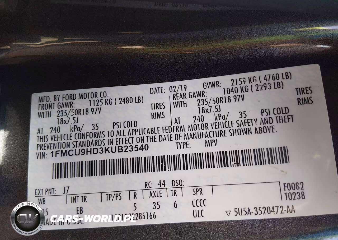 2019 Ford Escape Sel VIN:1FMCU9HD3KUB23540 - 9