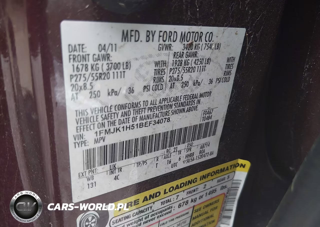 2011 Ford Expedition El Xlt VIN:1FMJK1H51BEF34078 - 9