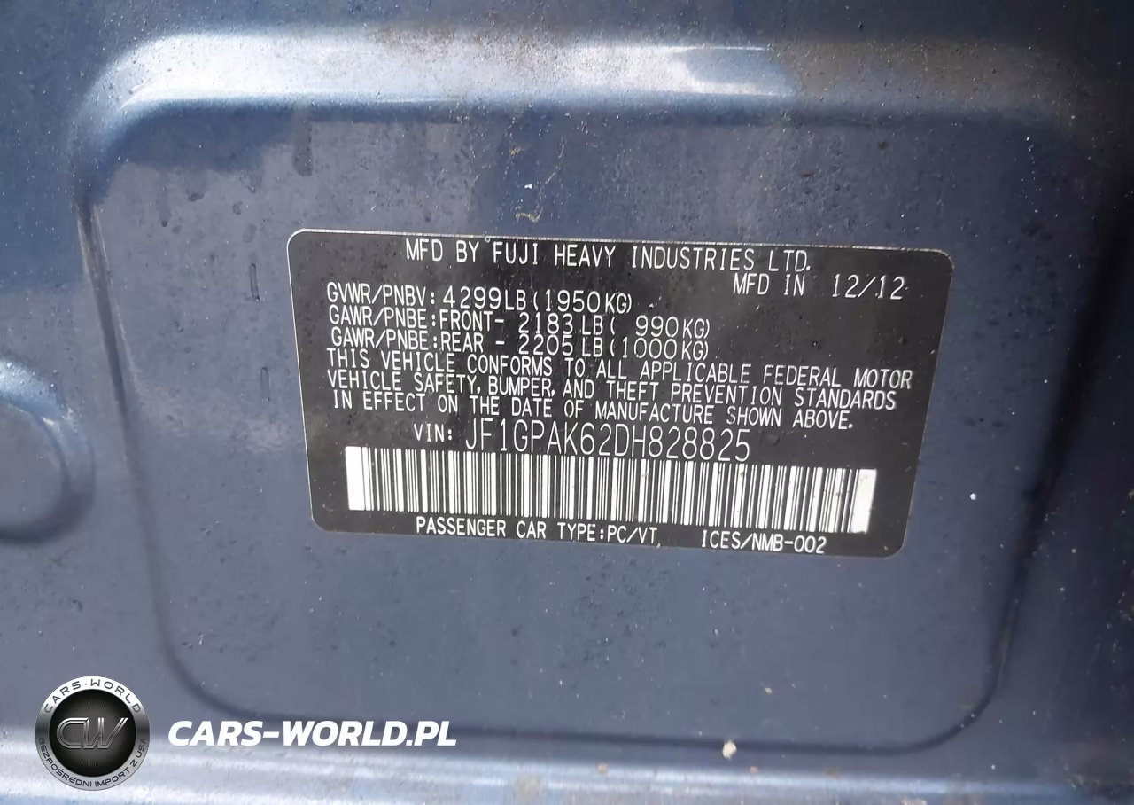 2013 Subaru Impreza 2.0I Limited VIN:JF1GPAK62DH828825 - 9