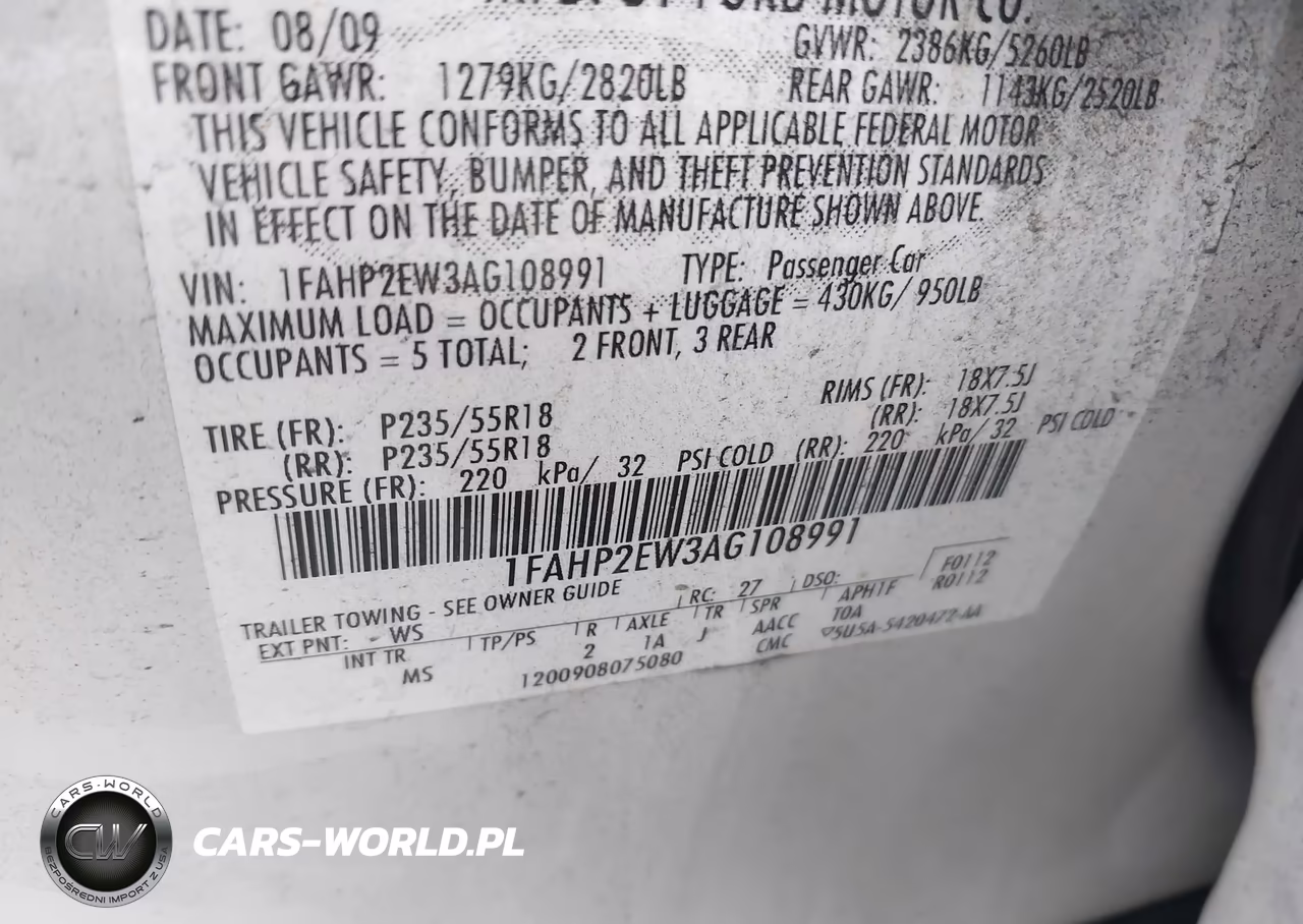 2010 Ford Taurus Sel VIN:1FAHP2EW3AG108991 - 9