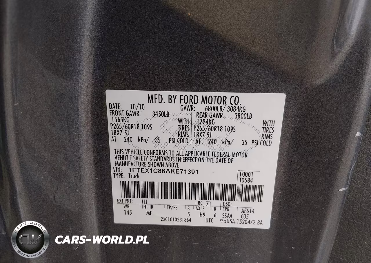 2010 Ford F-150 Fx2 Sport-Stx-Xl-Xlt VIN:1FTEX1C86AKE71391 - 9