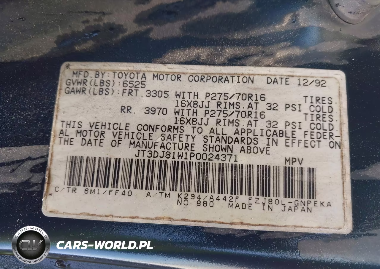 1993 Toyota Land Cruiser Dj81 VIN:JT3DJ81W1P0024371 - 9