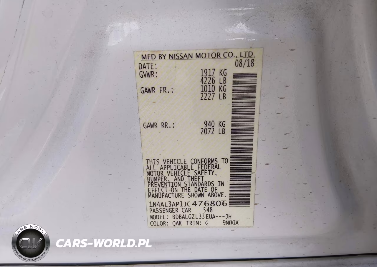 2018 Nissan Altima 2.5 S VIN:1N4AL3AP1JC476806 - 9