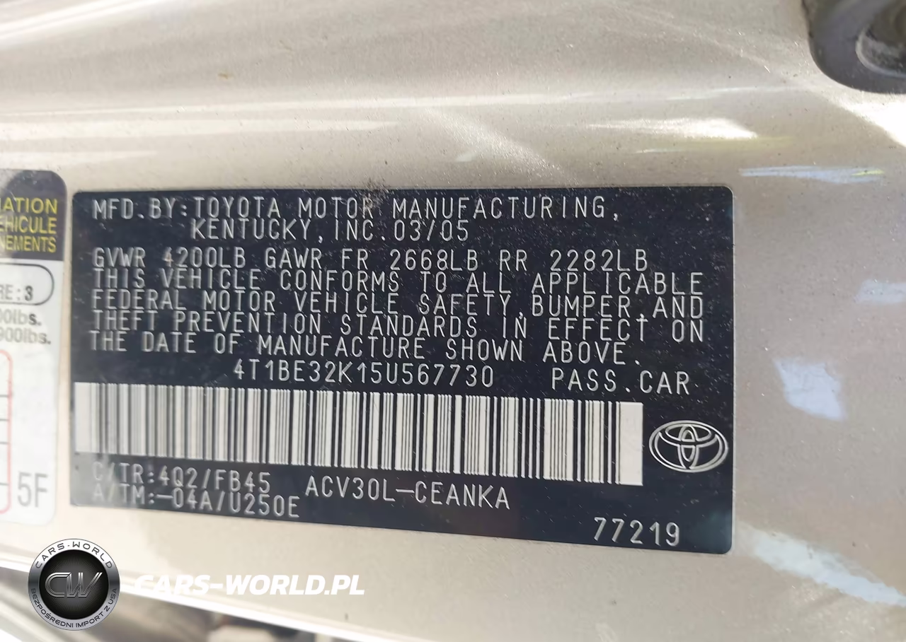 2005 Toyota Camry Le VIN:4T1BE32K15U567730 - 9