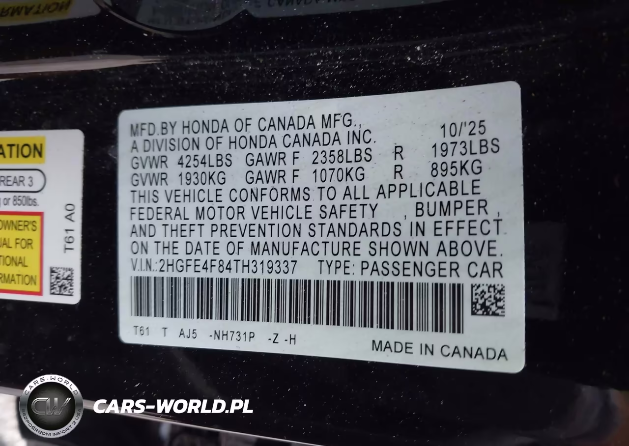 2026 Honda Civic Hybrid Sport-Sport Touring VIN:2HGFE4F84TH319337 - 9