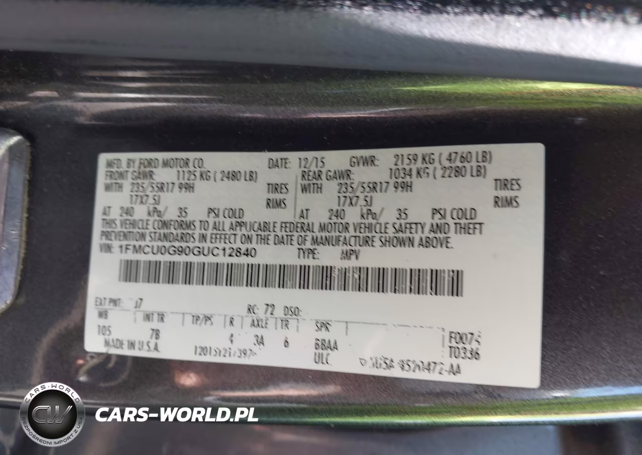 2016 Ford Escape Se VIN:1FMCU0G90GUC12840 - 9